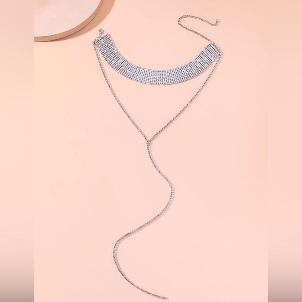 ⚜️𝟯𝟬%𝗢𝗙𝗙 𝗯𝘂𝗻𝗱𝗹𝗲𝘀 𝟯+⚜️ NEW 2 Layered Long Drop Rhinestone Necklace - Picture 6 of 15